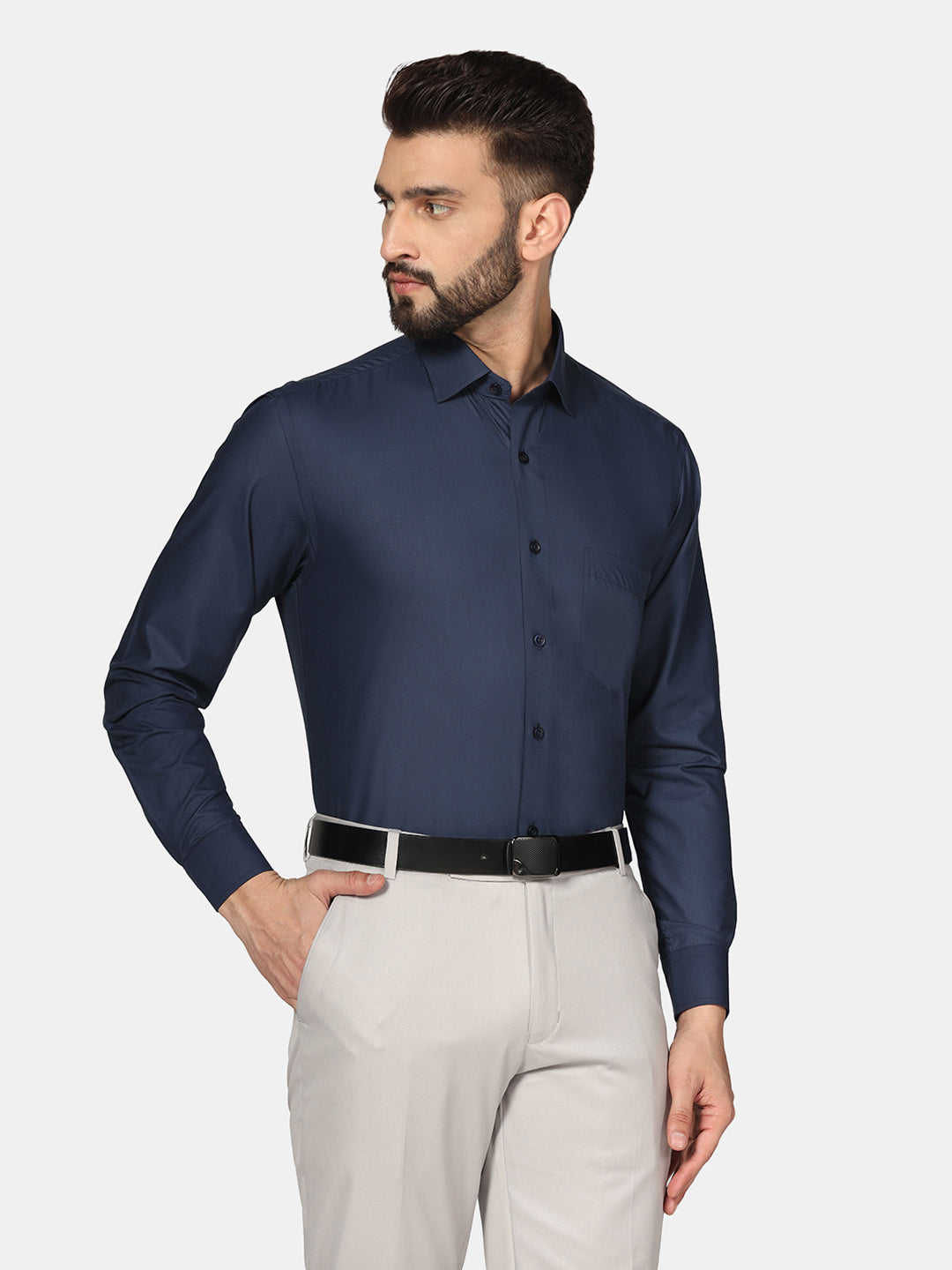 Men Blue Soft Cotton Solid Shirt - Tahvo India