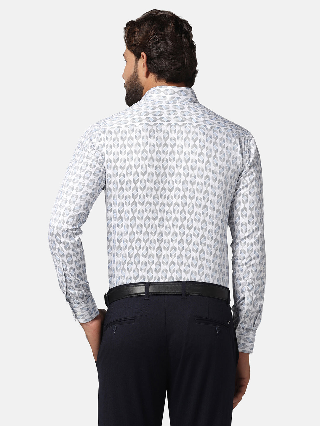 Men White Printed Cotton Shirt - Tahvo India