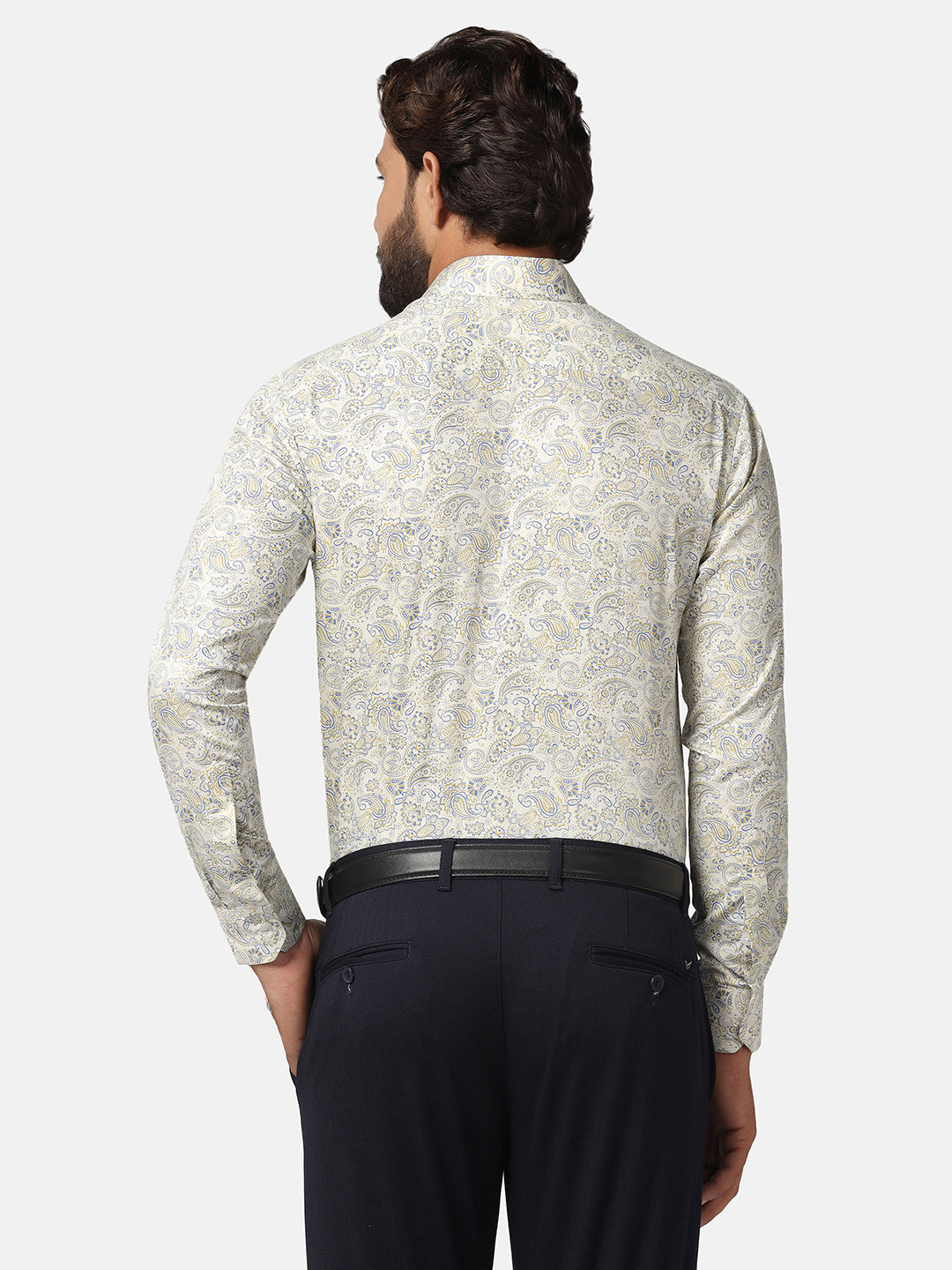 Men White Printed Cotton Shirt - Tahvo India