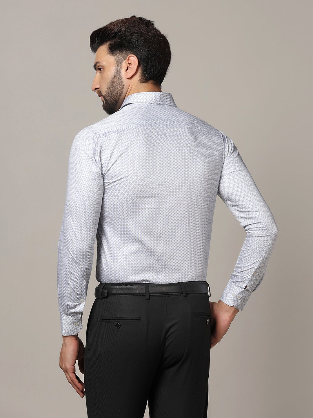 Men Grey Printed Formal Shirt - Tahvo India
