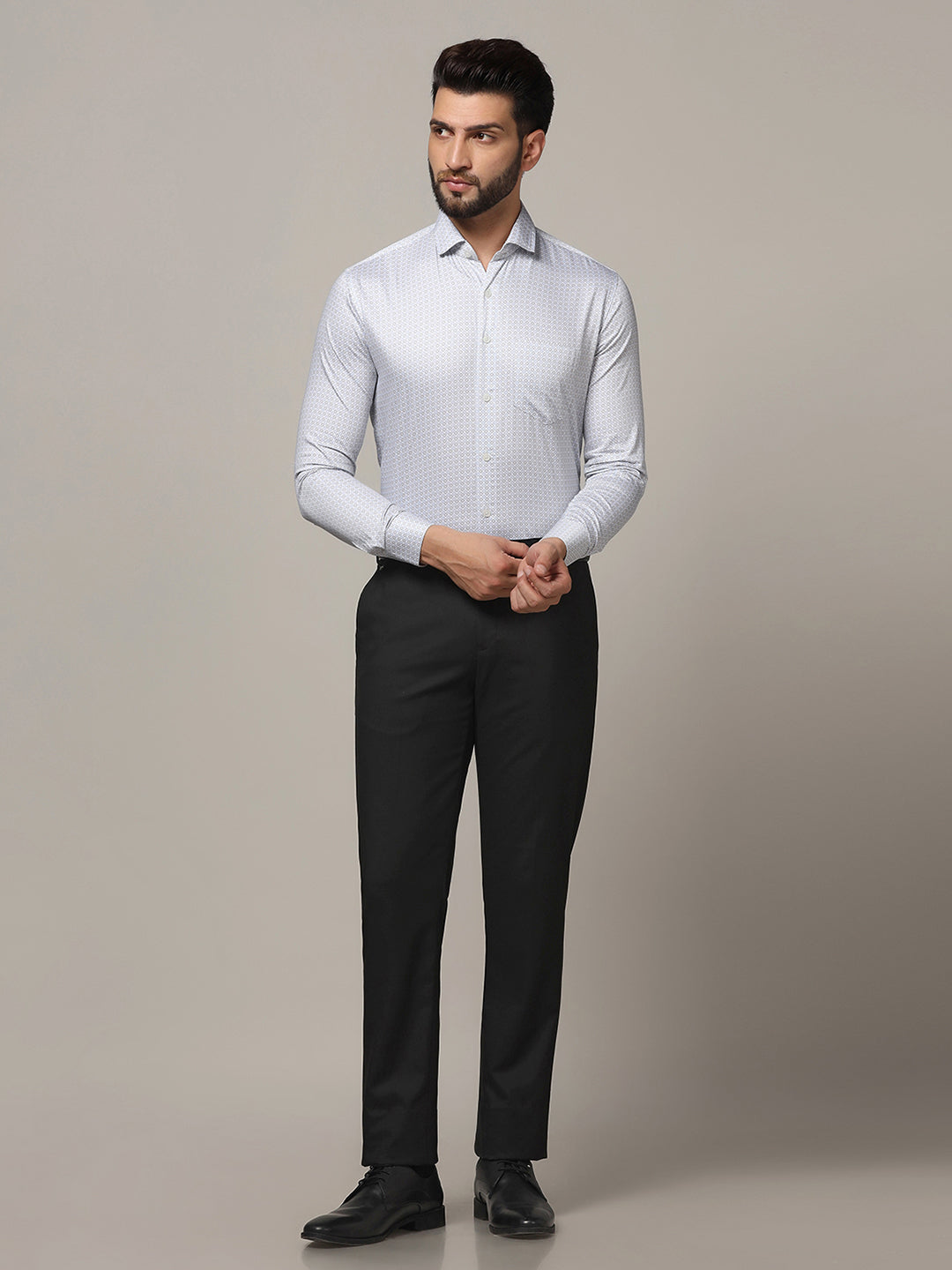 Men Grey Printed Formal Shirt - Tahvo India