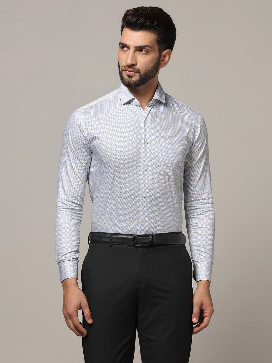 Men Grey Printed Formal Shirt - Tahvo India