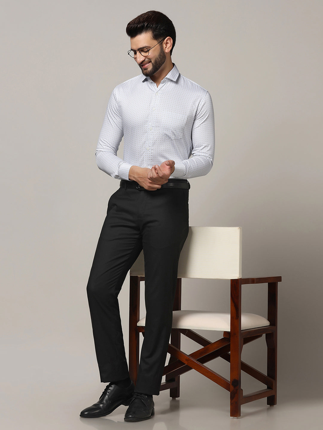 Men Grey Printed Formal Shirt - Tahvo India