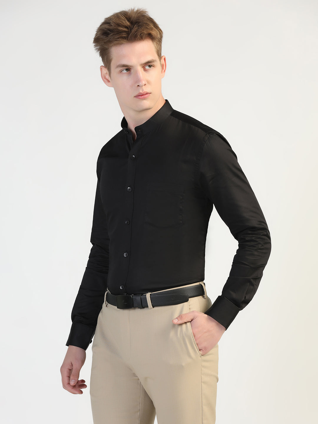 Mens Black Solid Shirt - Tahvo India