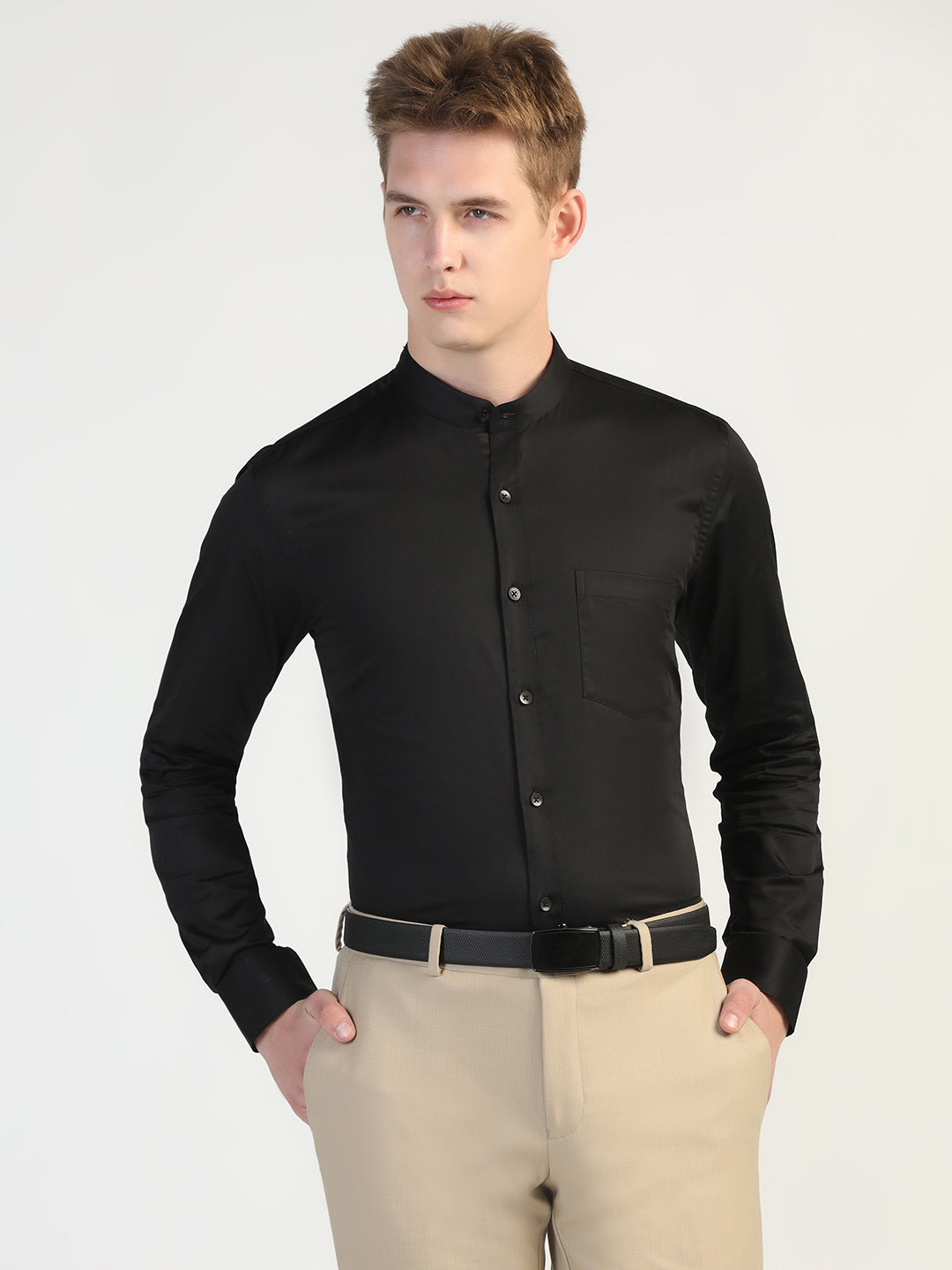 Mens Black Solid Shirt - Tahvo India