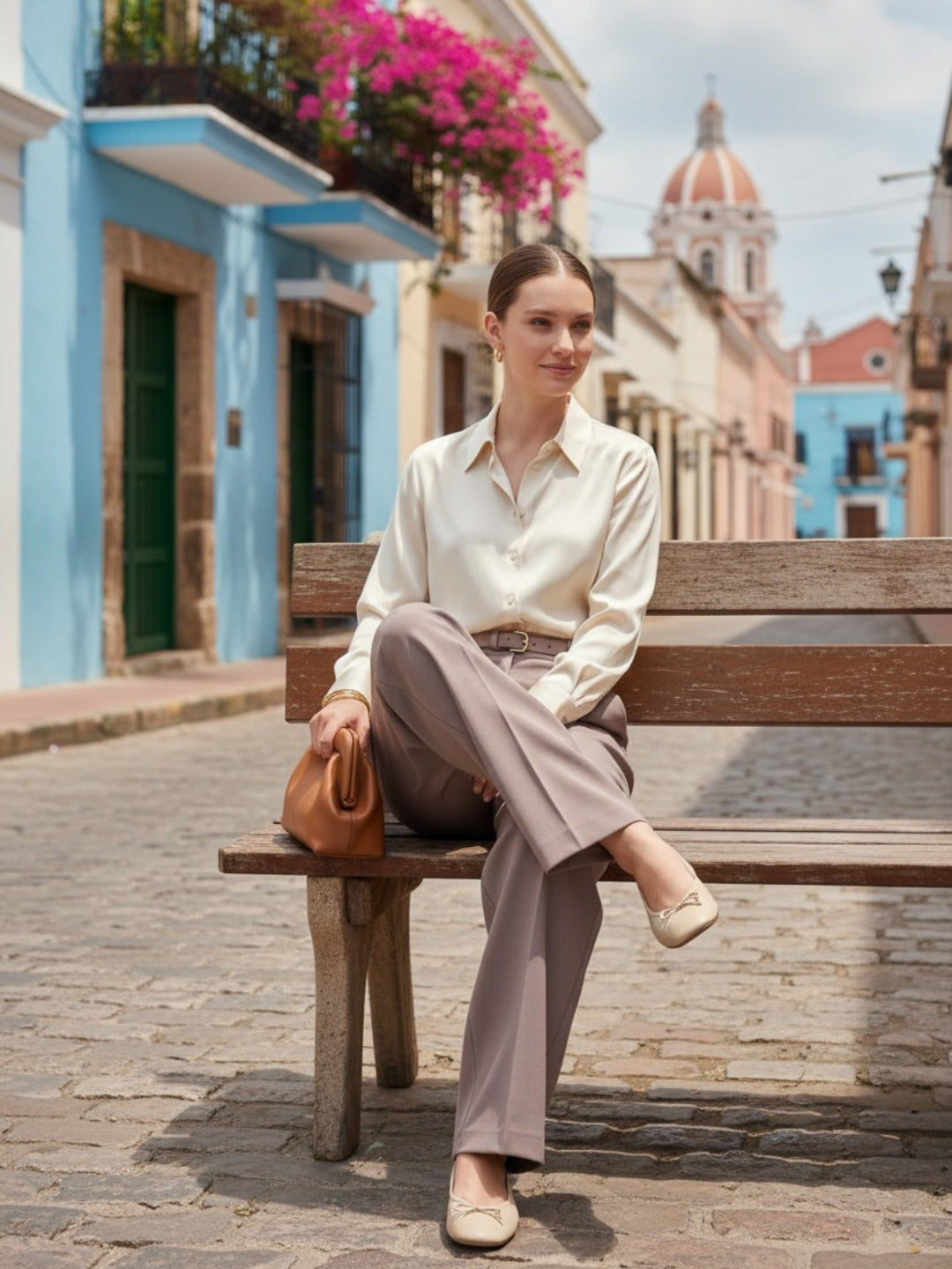 Taupe Brown Wide Leg Trousers