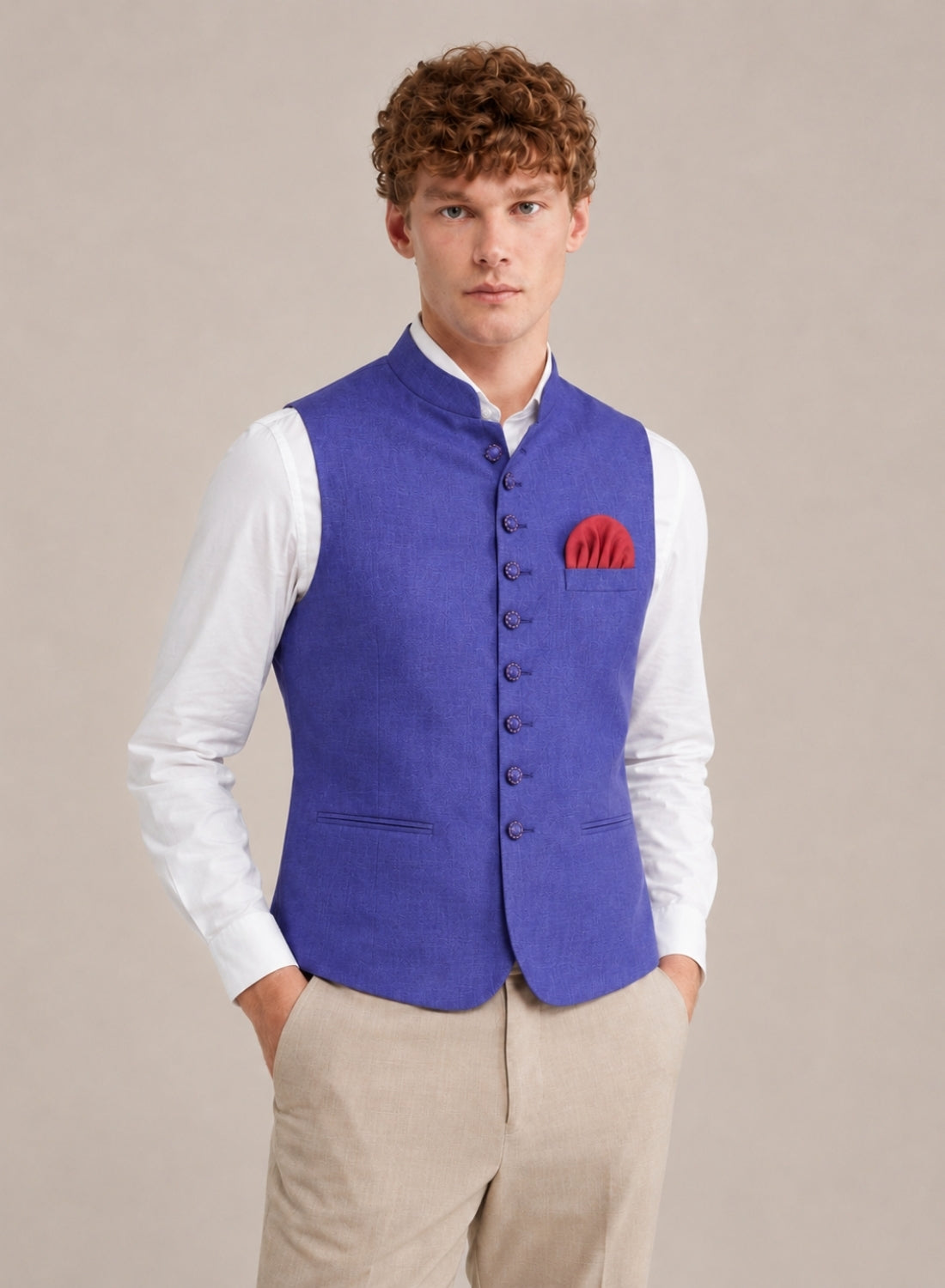 Men Purple 9 Button Nehru Jacket