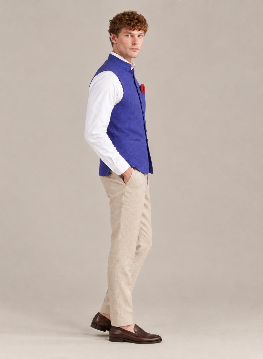 Men Purple 9 Button Nehru Jacket