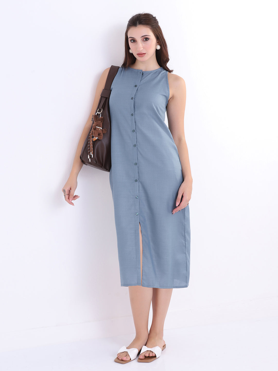 Women Crepe Shirt Midi Dress
