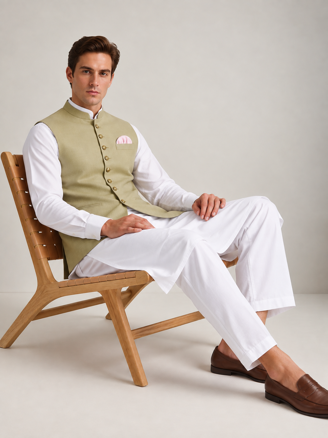 Men Pista 9 Button Nehru Jacket