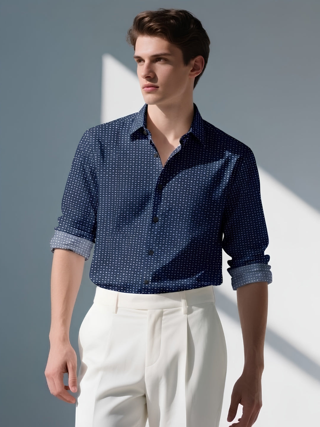 Men Blue Printed Shirt
