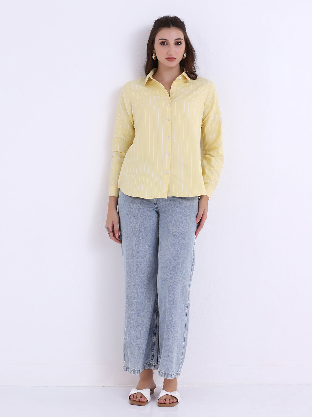 Women Yellow Striped casual shirt
