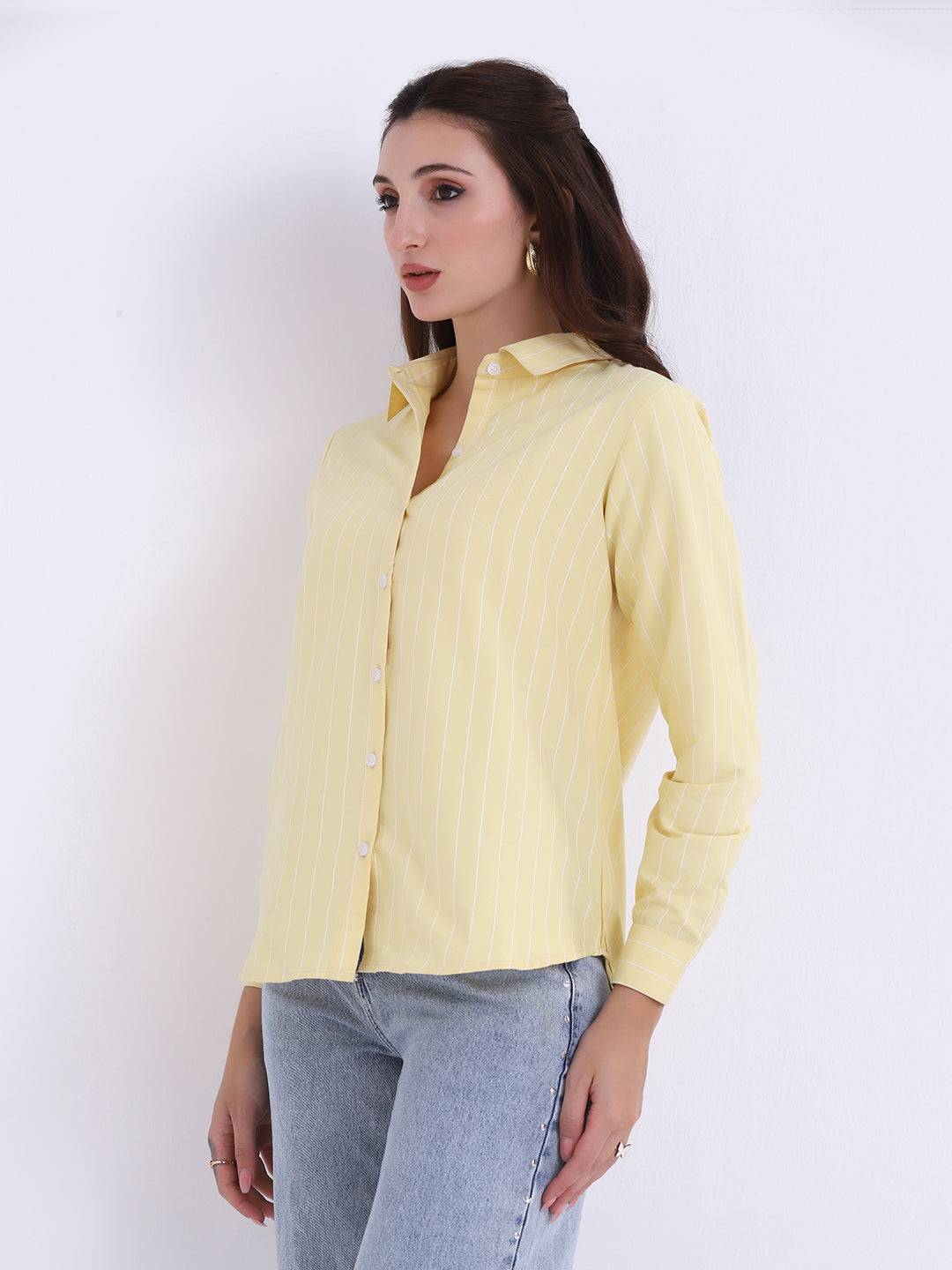 Women Yellow Striped casual shirt