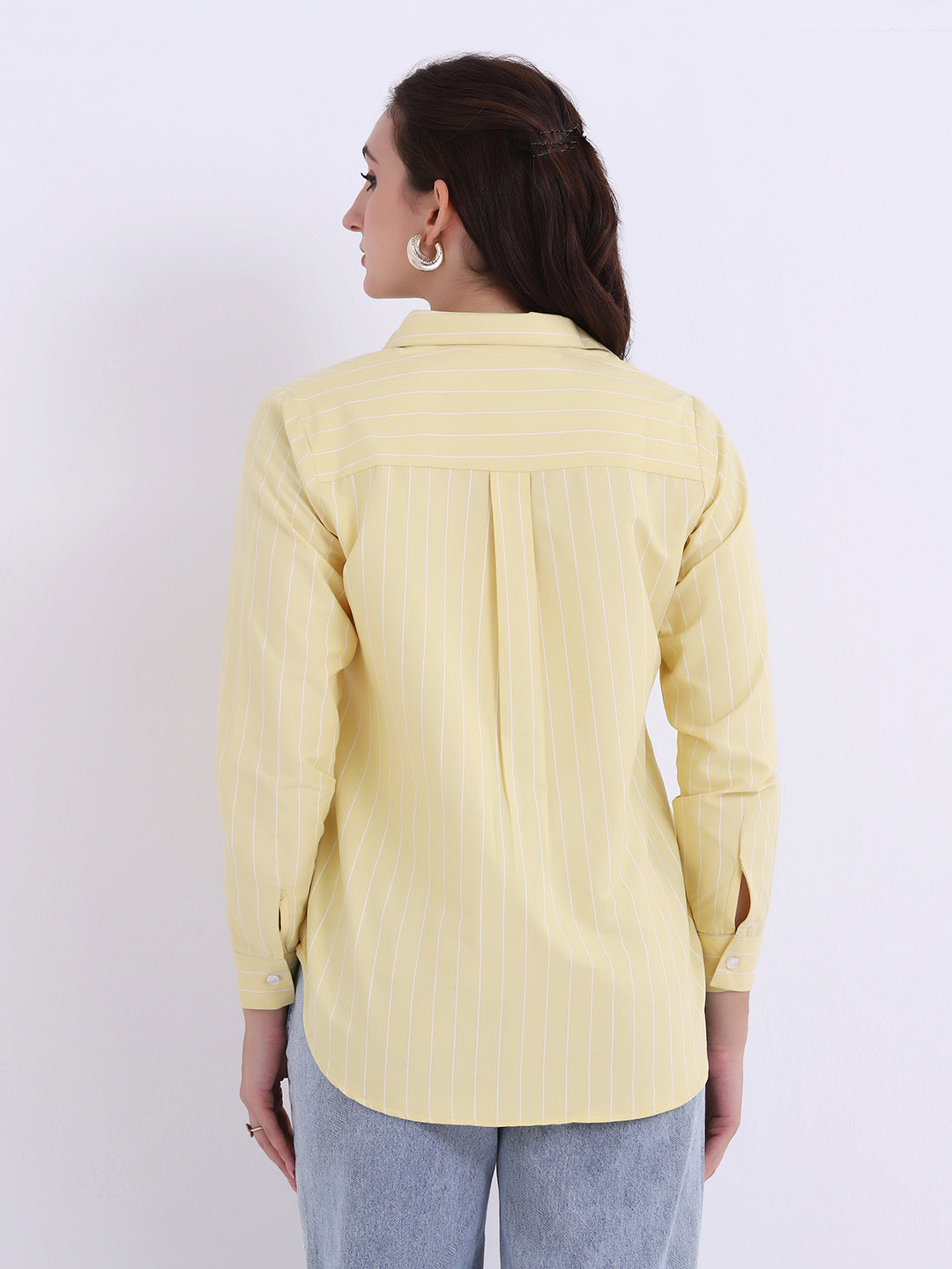 Women Yellow Striped casual shirt