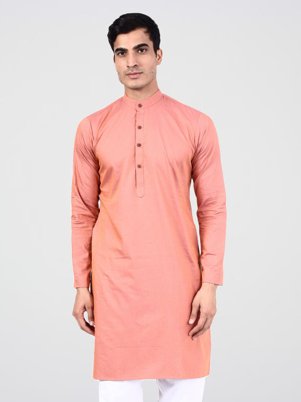 Men Peach dotted Kurta