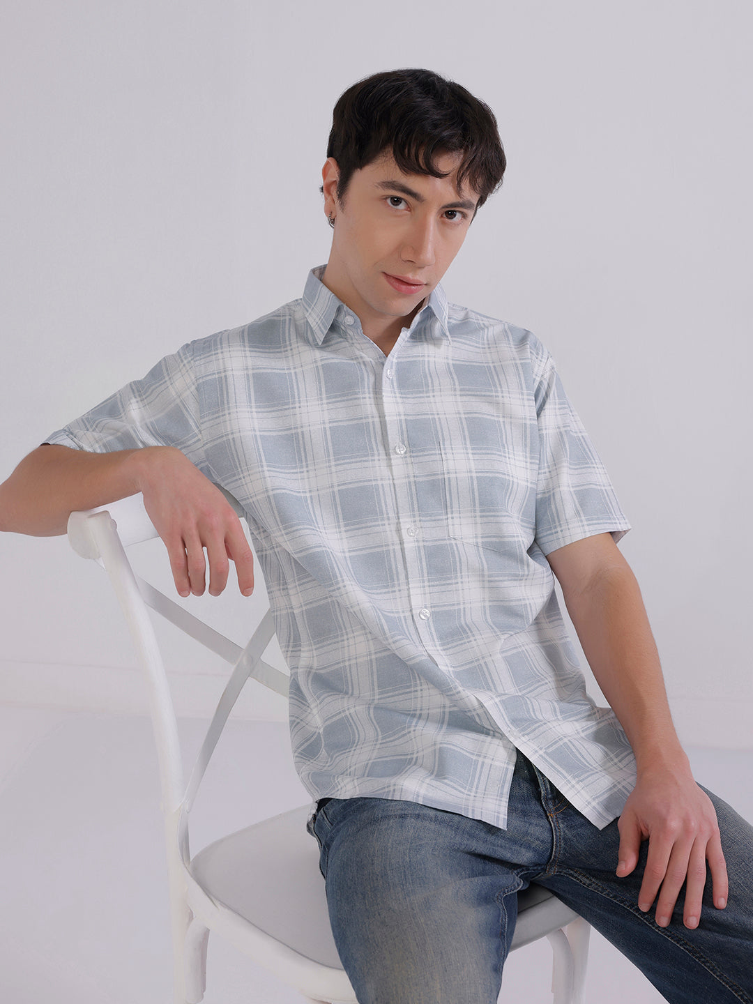 Blue check casual shirt