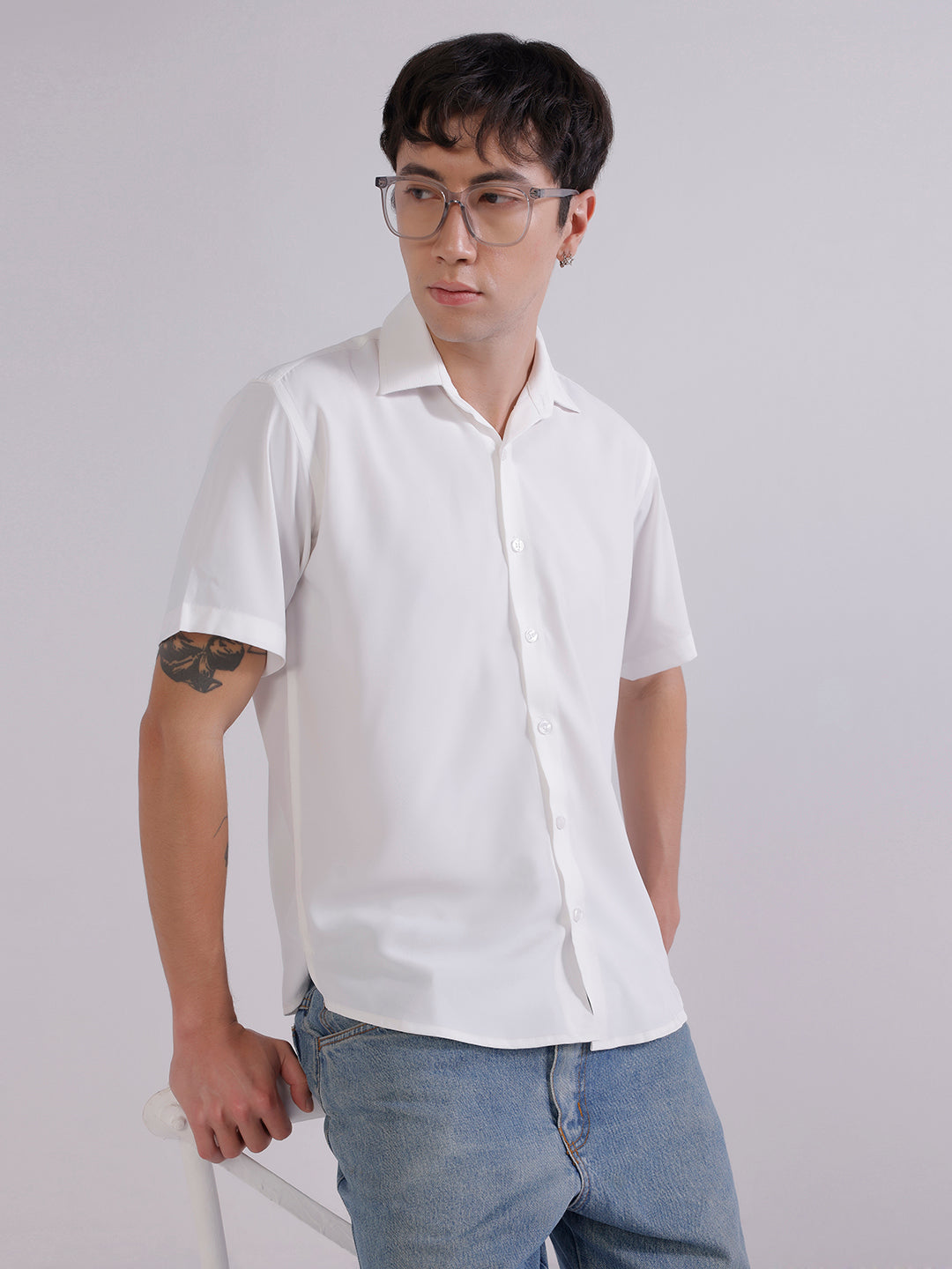 Men White Boxy Shirt