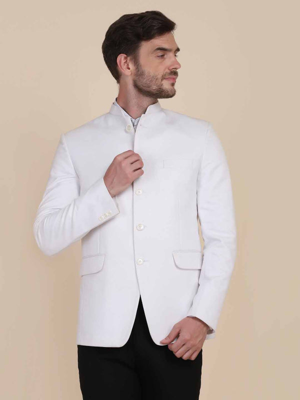 Men White Bandgala Blazers - Tahvo India