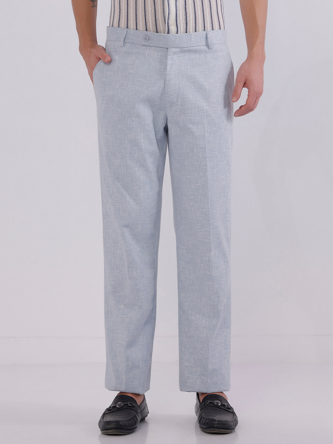 Men Blue linen trousers