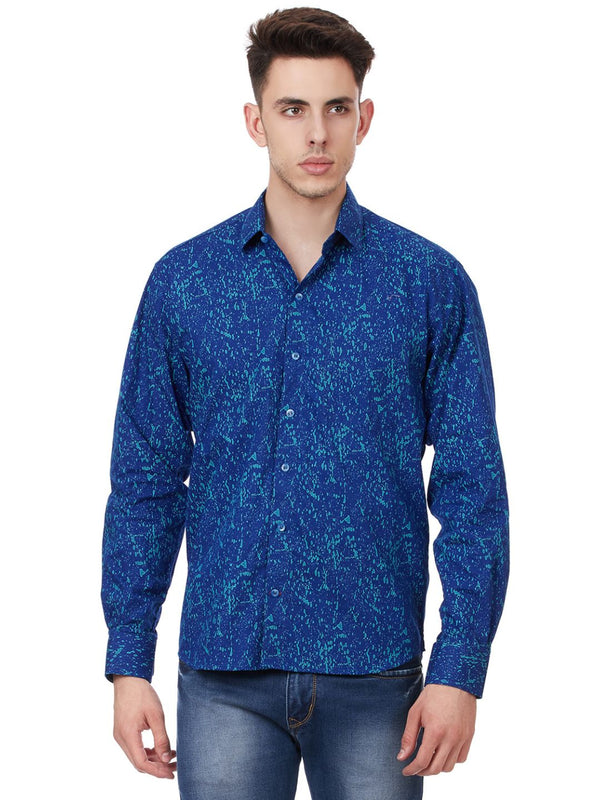 Men Blue Printed Shirt