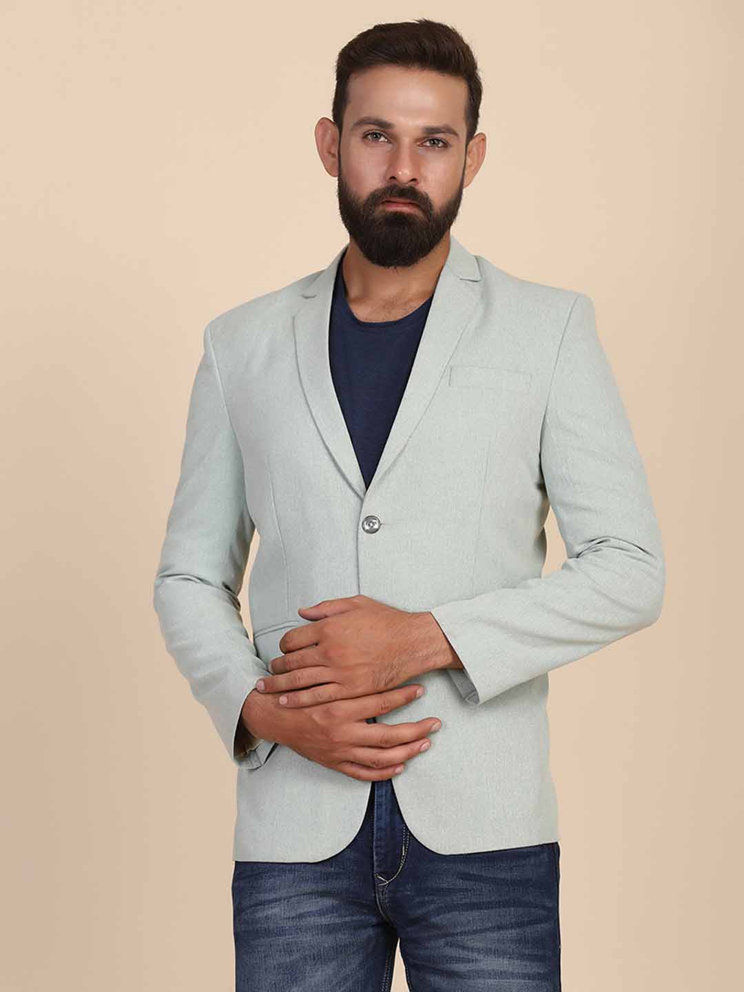 Men Suede Green Blazer - Tahvo India