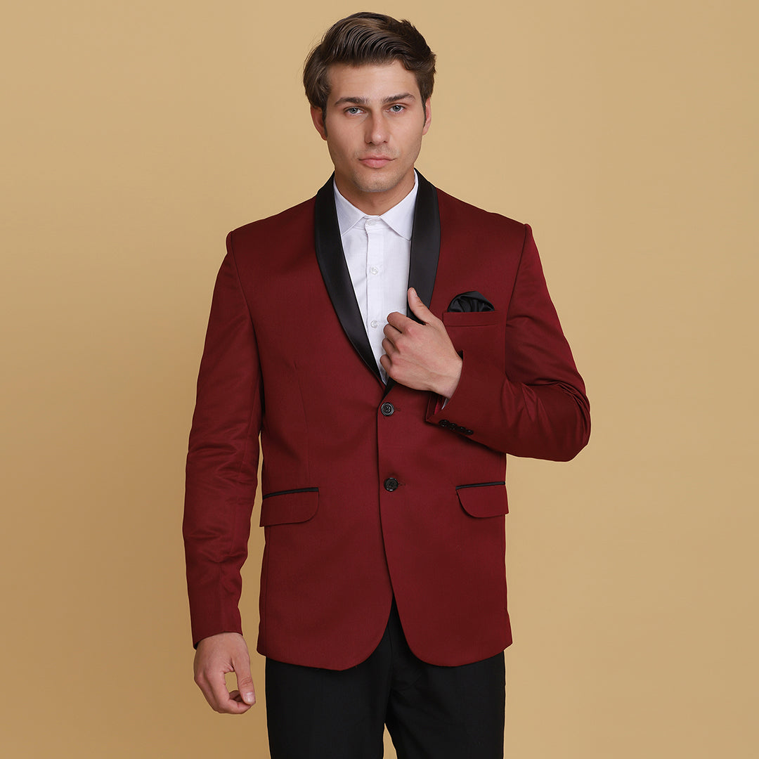 Men Maroon Tuxedo Blazer