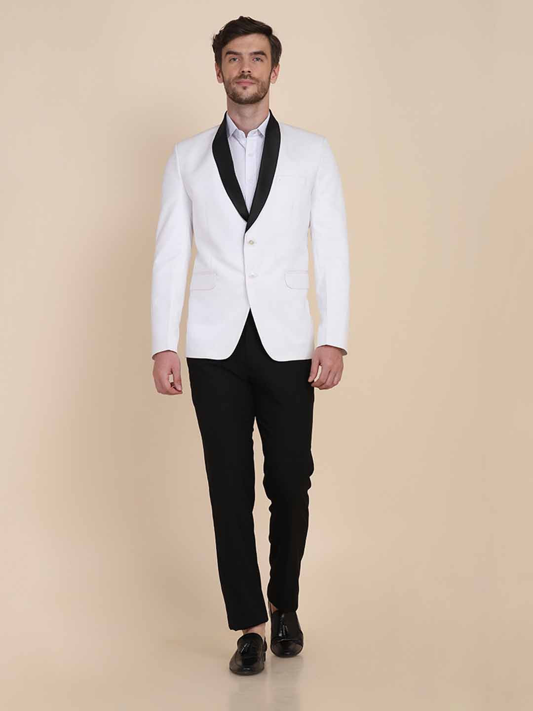 Men White Tuxedo Suit Set - Tahvo India