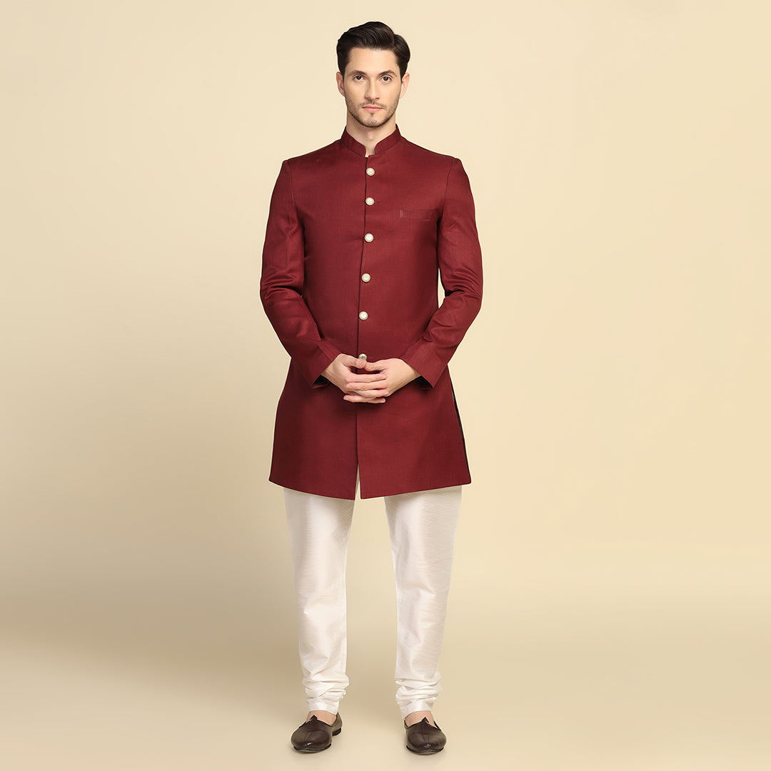 Men Maroon Sherwani