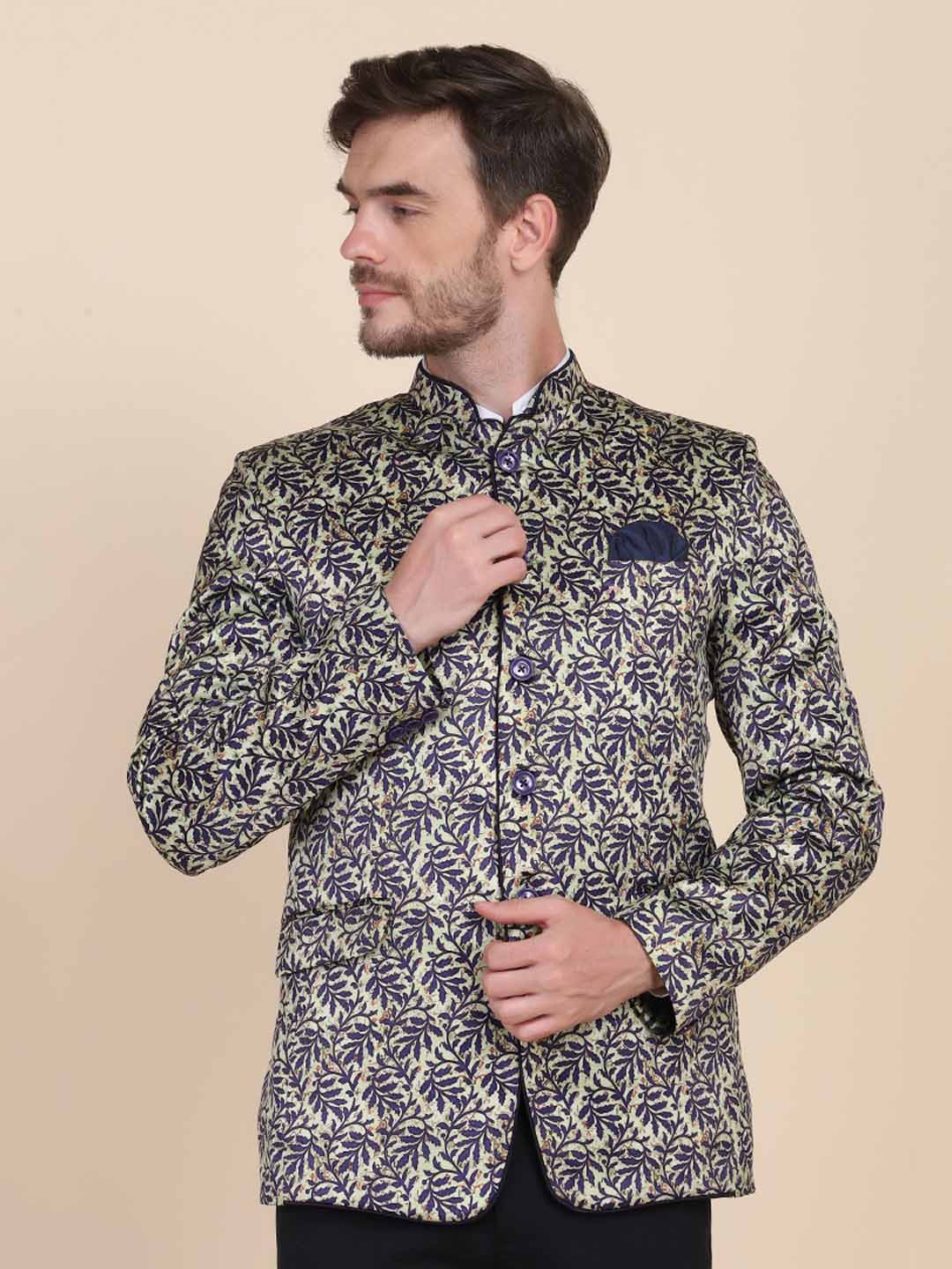 Men Printed Bandgala Blazers - Tahvo India