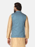 TAHVO Men Blue Printed nehru jacket