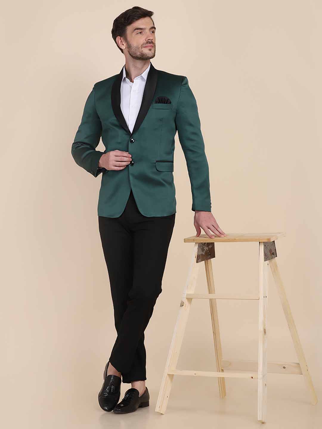 Men Green Tuxedo Suit Set - Tahvo India