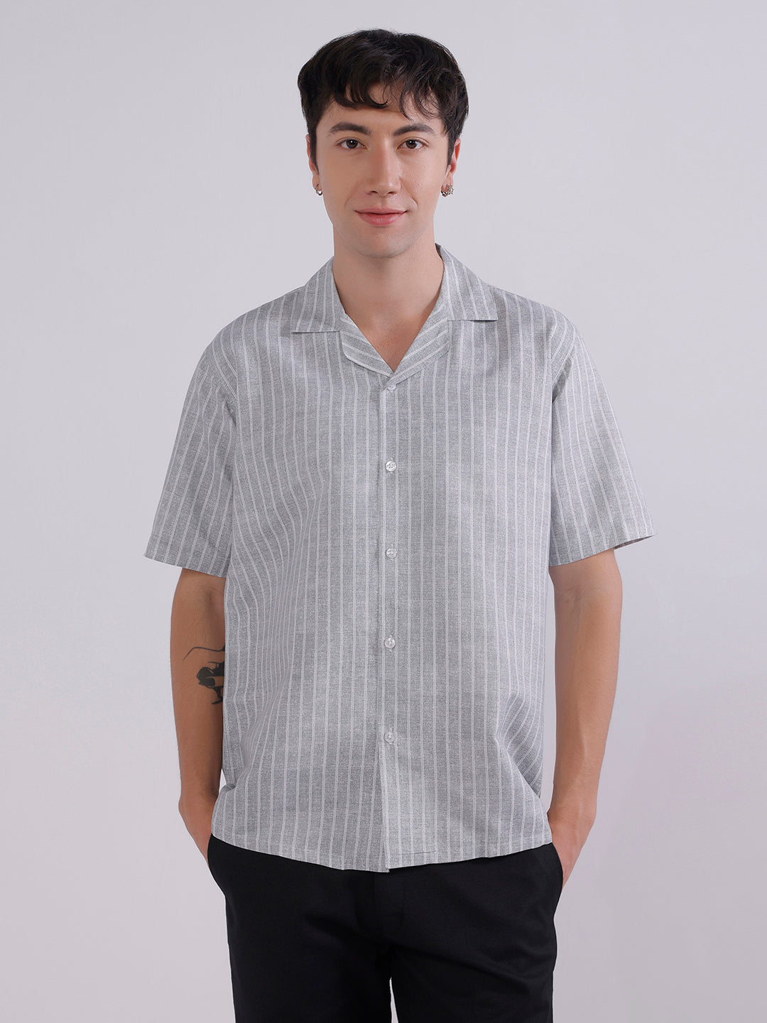 Mens grey boxy casual shirt