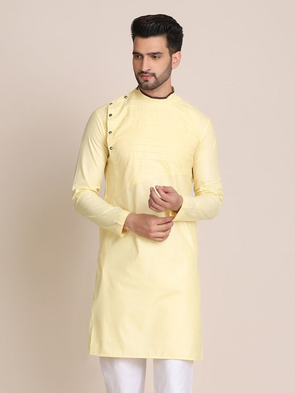 Men Yellow Solid Kurta - Tahvo India