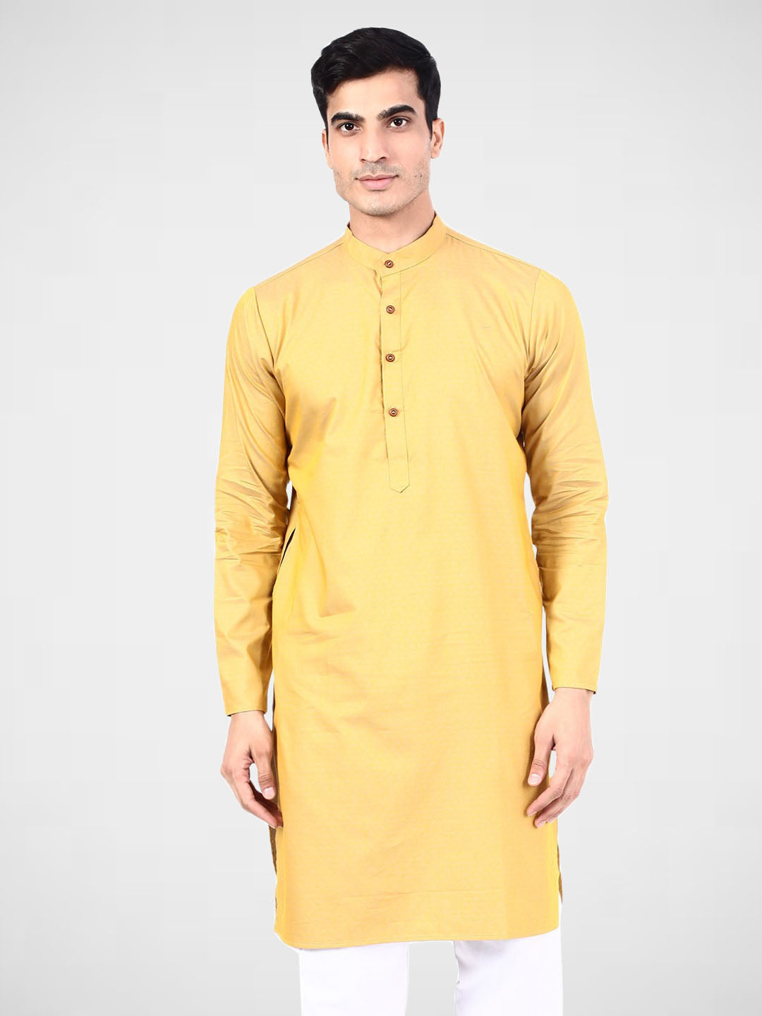 Men Yellow dotted Kurta - Tahvo India