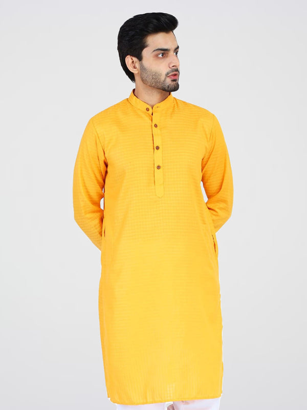 Men Yellow Casual Kurta