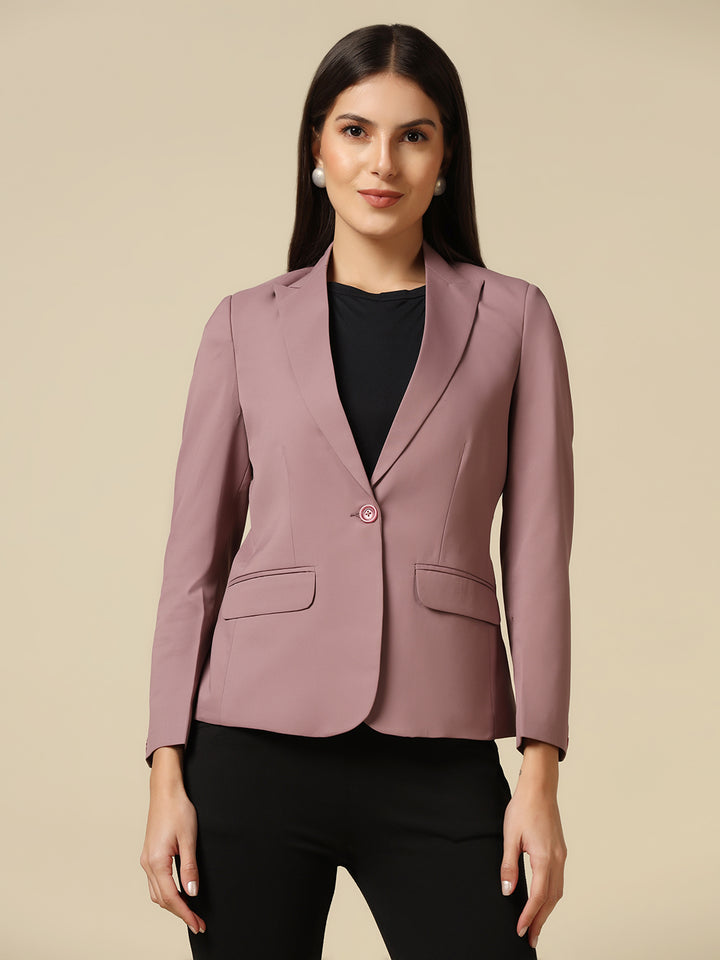Women Pink Single Breasted Blazer - Tahvo India