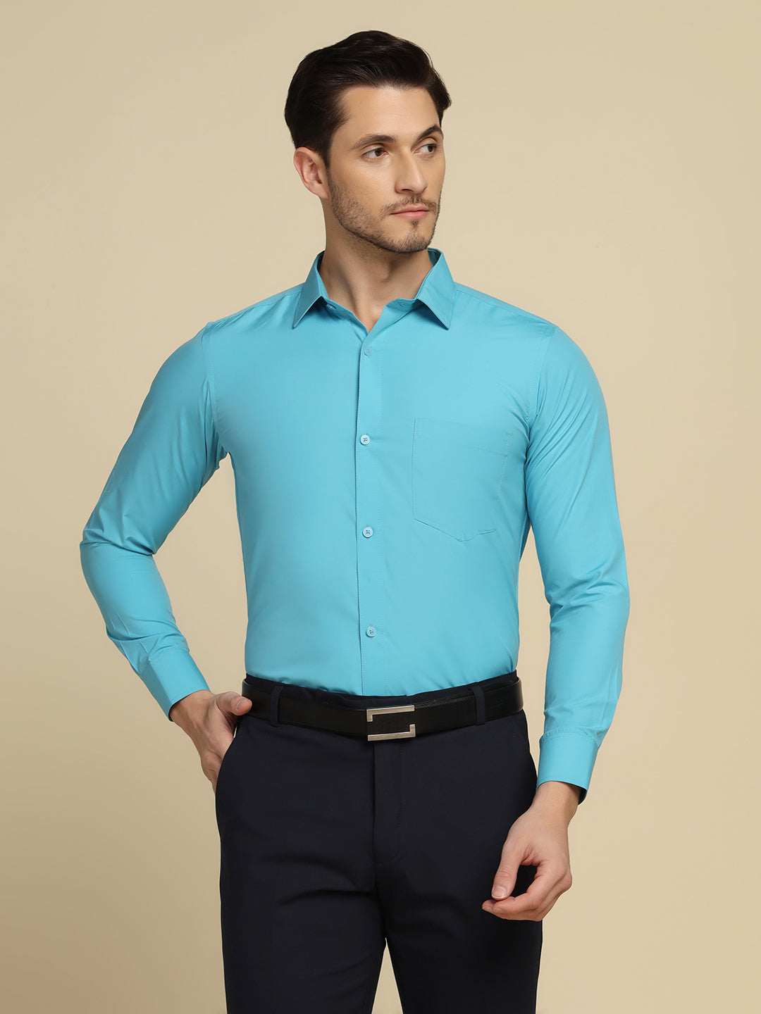 Men Blue Solid Shirt - Tahvo India