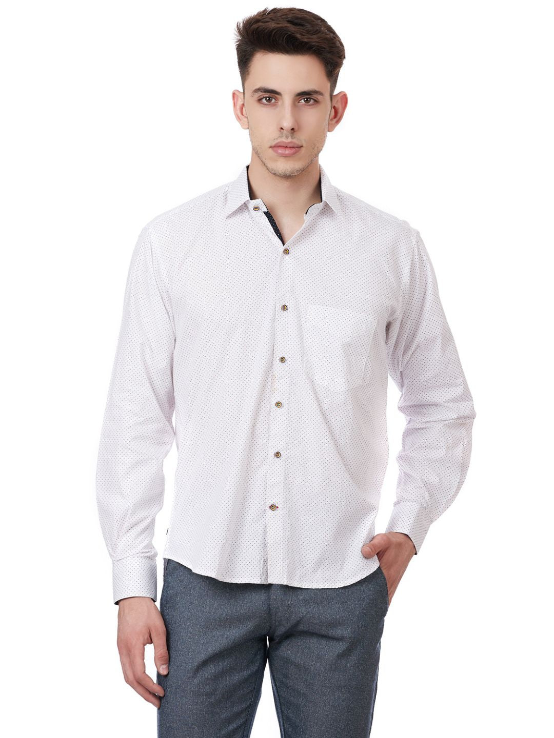 Men White Printed Shirt