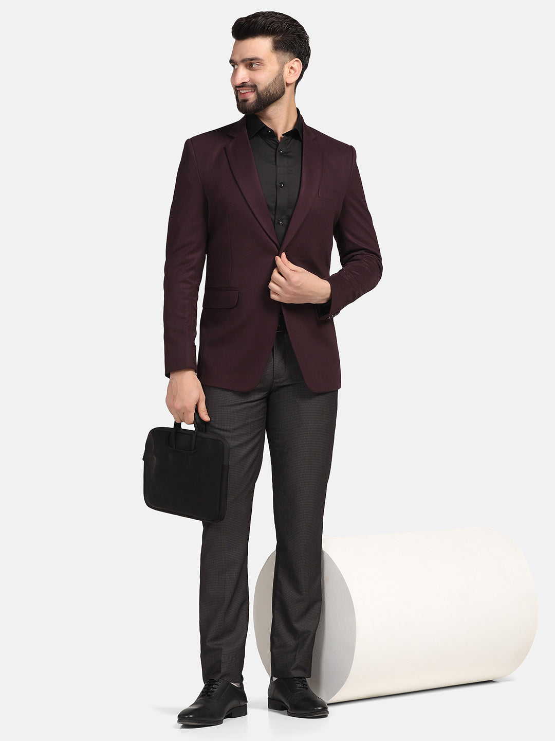 Men Maroon Stretchable Blazer