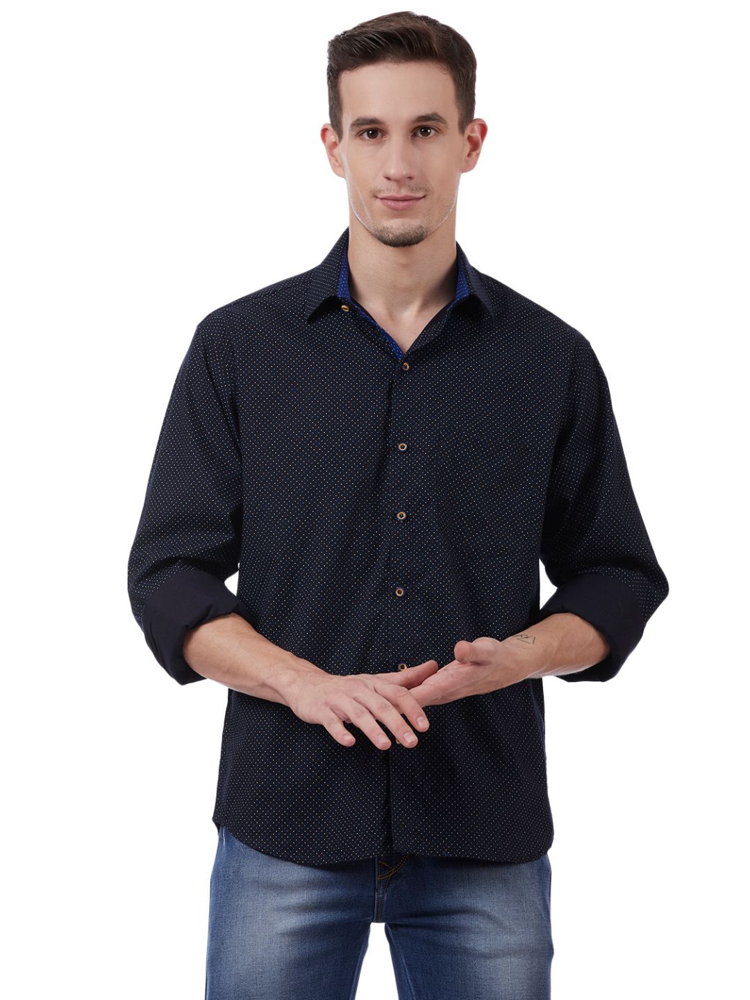 Men Dark Blue Printed Shirt