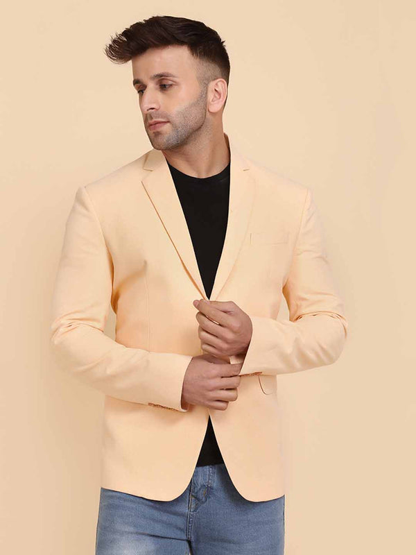 Orange Solid Single Breasted Casual Blazer
