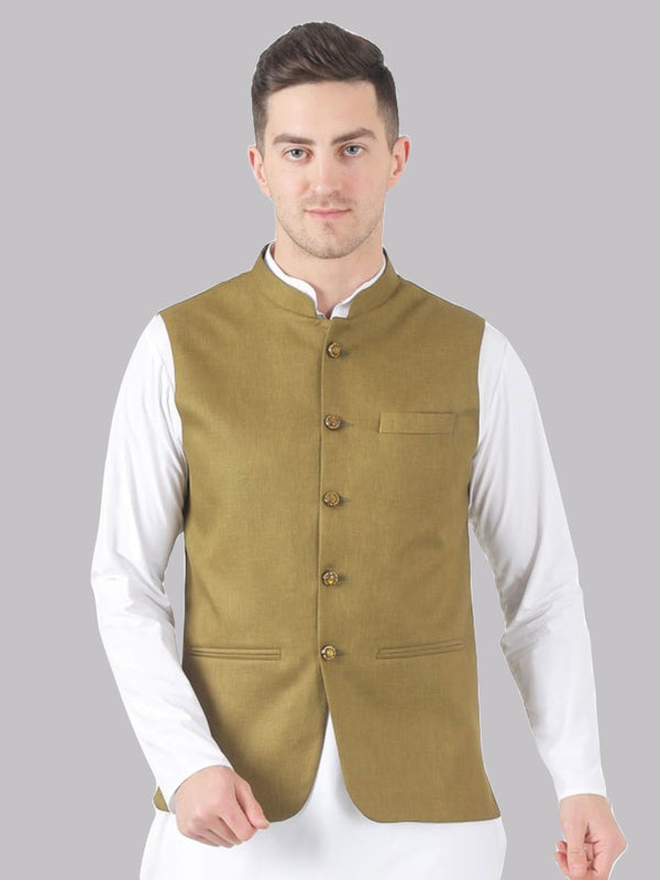 Men Green 5 Button Nehru Jacket - Tahvo India
