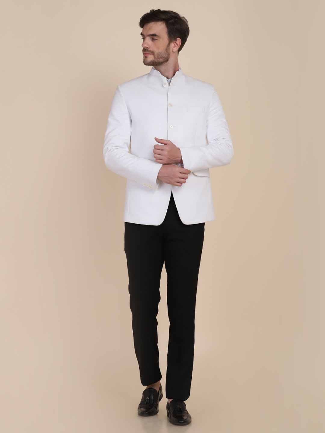 Men White Bandgala Suit - Tahvo India