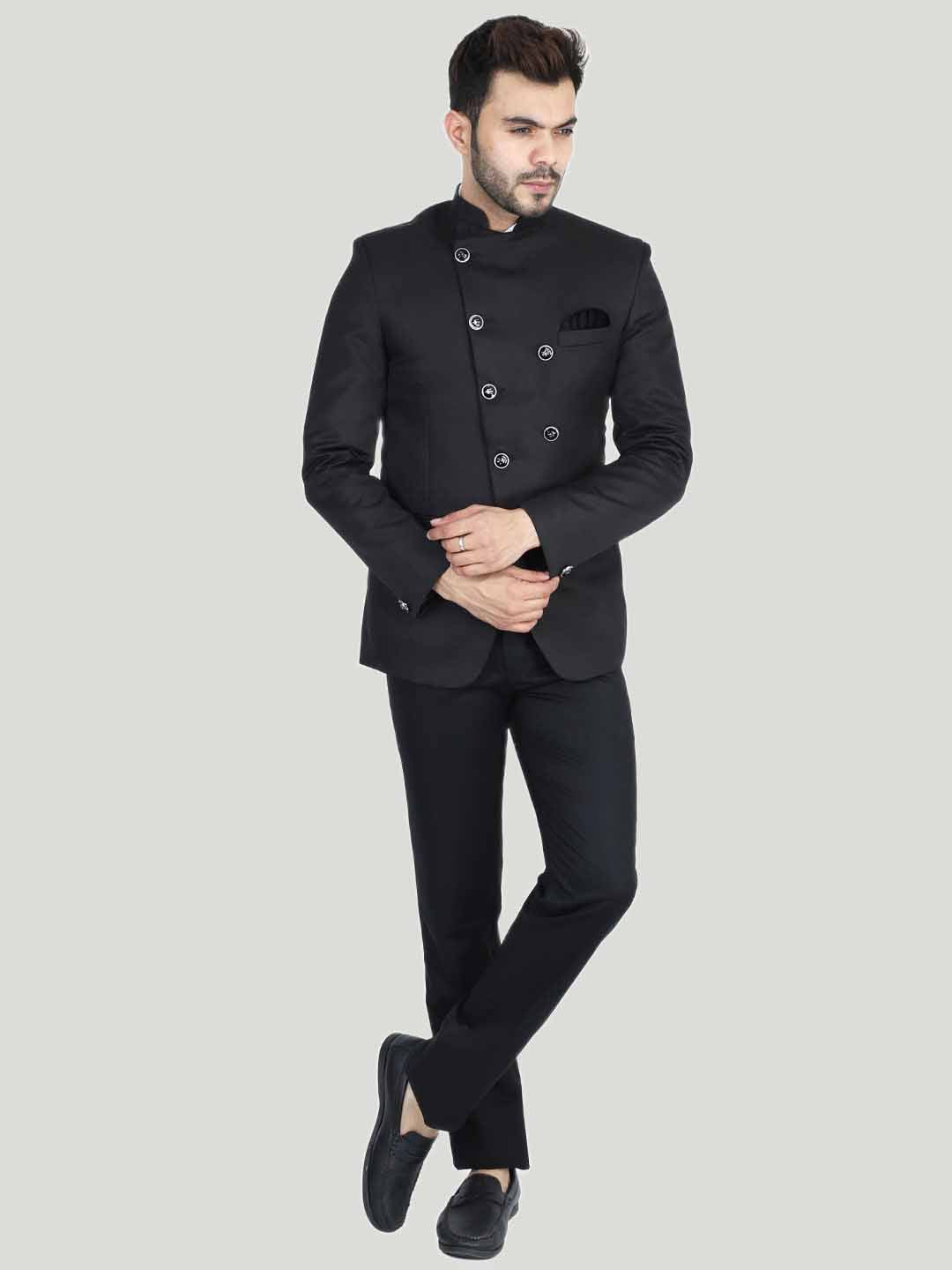 Men Black Angrakha Suit