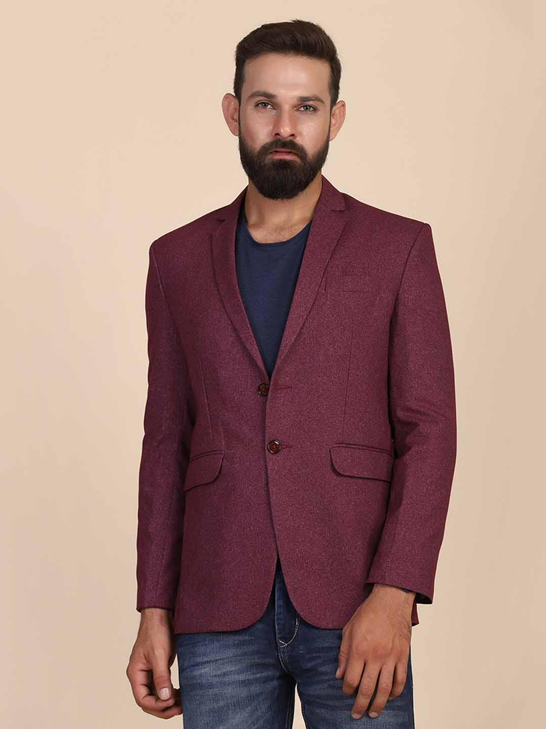 Men Suede Maroon Blazer - Tahvo India