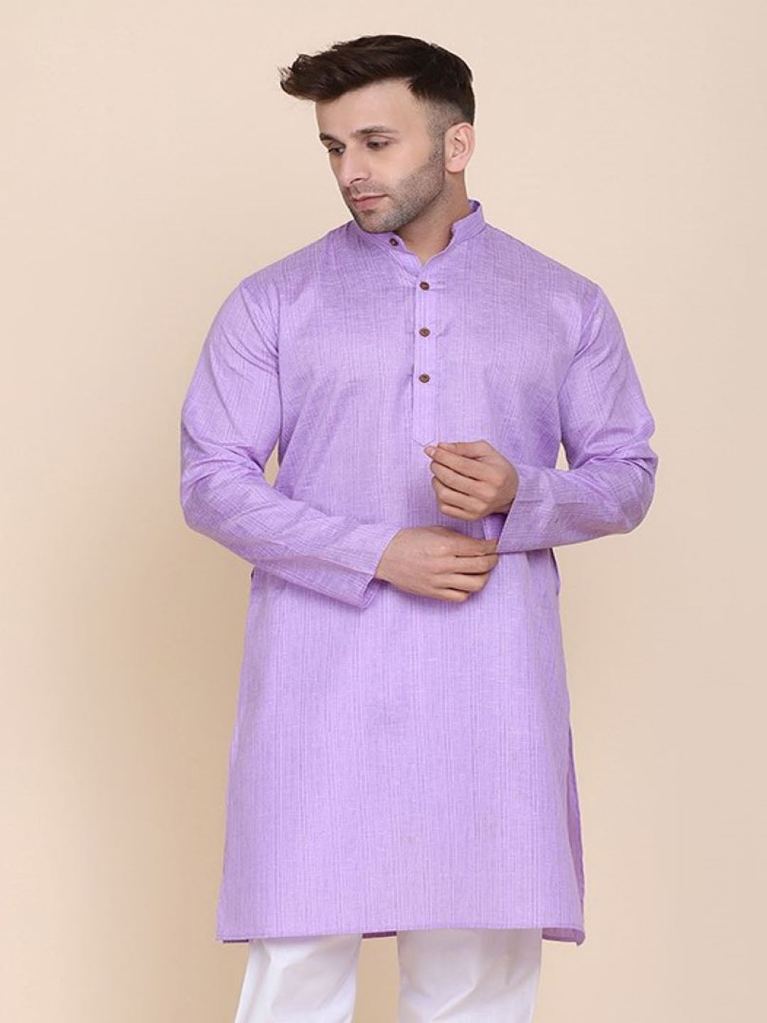 Men Purple Solid Kurta - Tahvo India