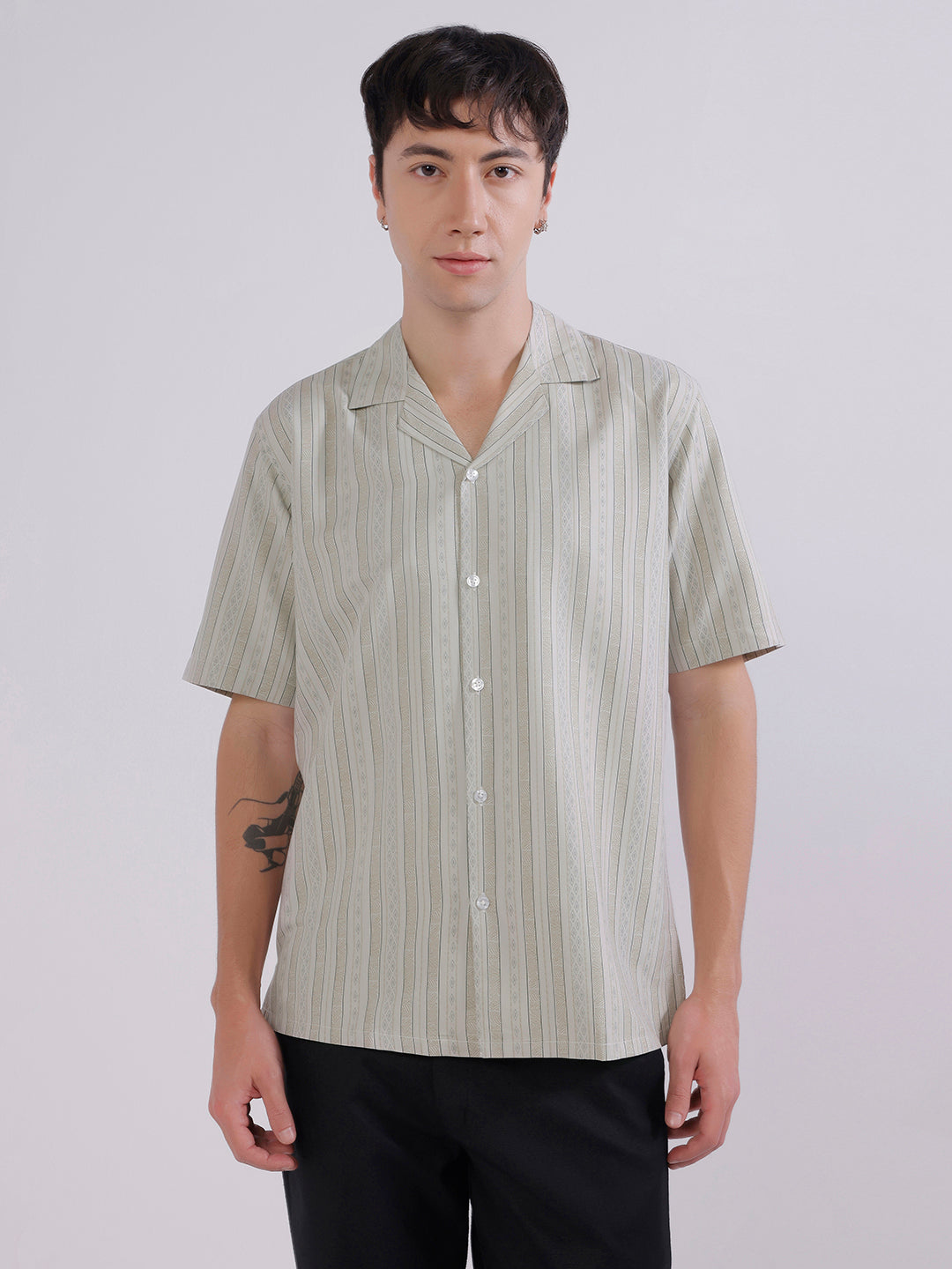 Mens green boxy casual shirt