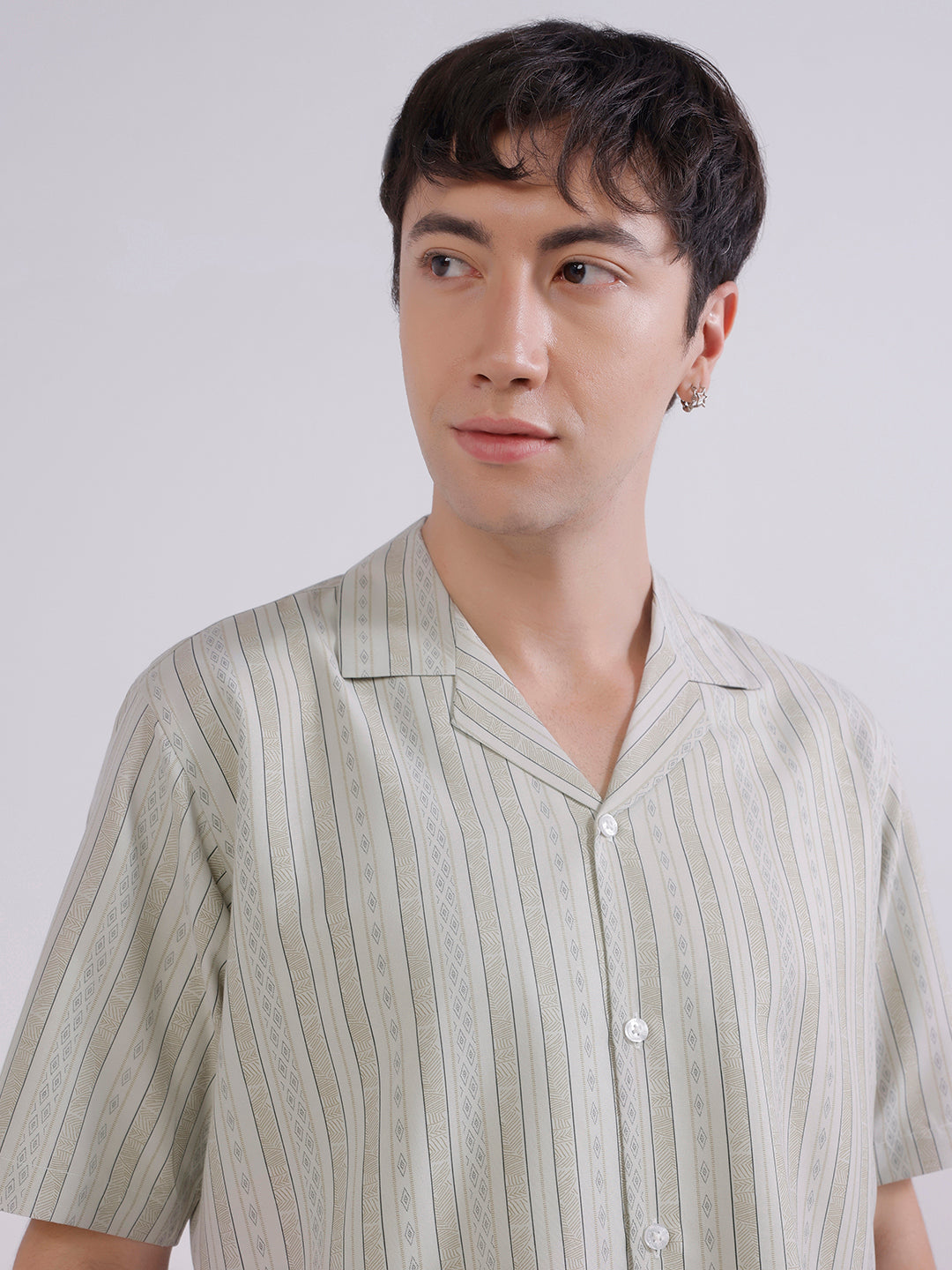Mens green boxy casual shirt