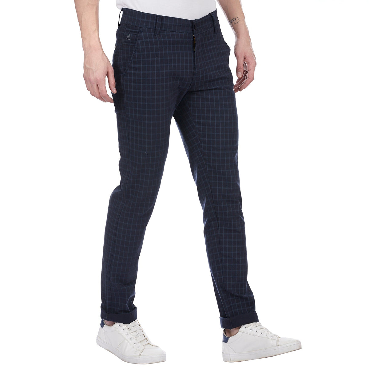 Men Blue Casual Trousers - Tahvo India