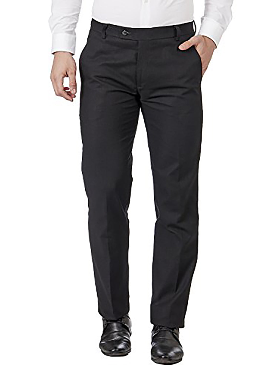 Men Black Solid Trousers - Tahvo India